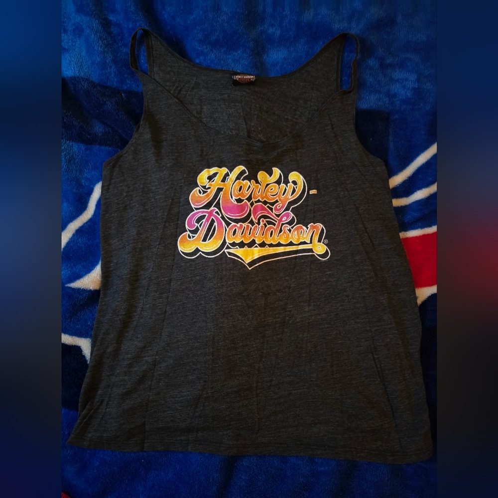 Harley-Davidson Charcoal Tank with Vibrant Logo